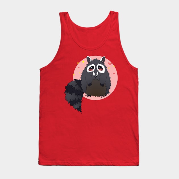 Kawaii Silly Sitting Raccoon Tank Top by ziafrazier